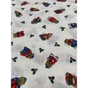 Christmas Teddy Bear Fabric 1/2 yard Holly Berry Details Holiday Pattern Cotton